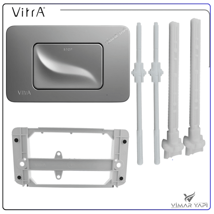 790-5085222 790-5085 VitrA  Tek Basmalı Mat Krom Kumanda paneli (Set) - Görsel 2