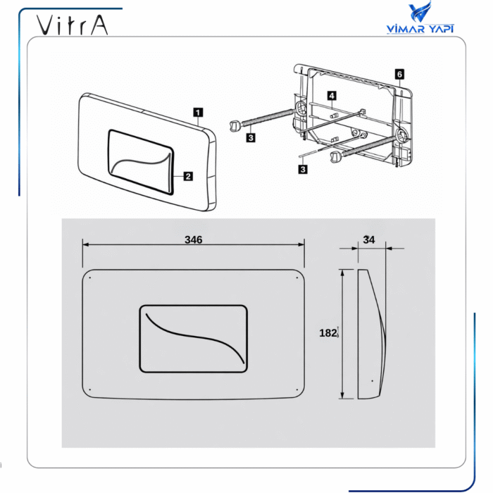 790-5085 Tek Basmalı Mat Krom Kumanda paneli (Set) - Görsel 3