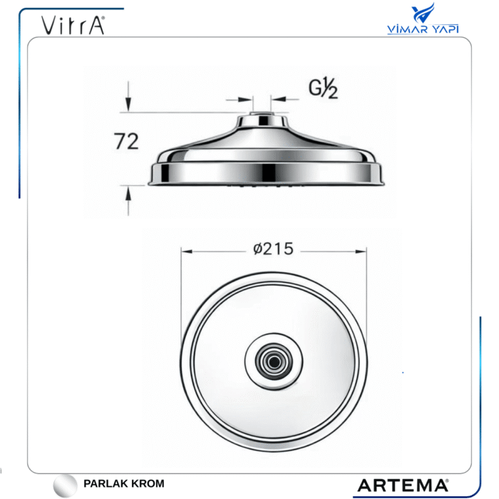 A3311401YP Klasik Duş Başlığı 21,5x21,5 - Görsel 2