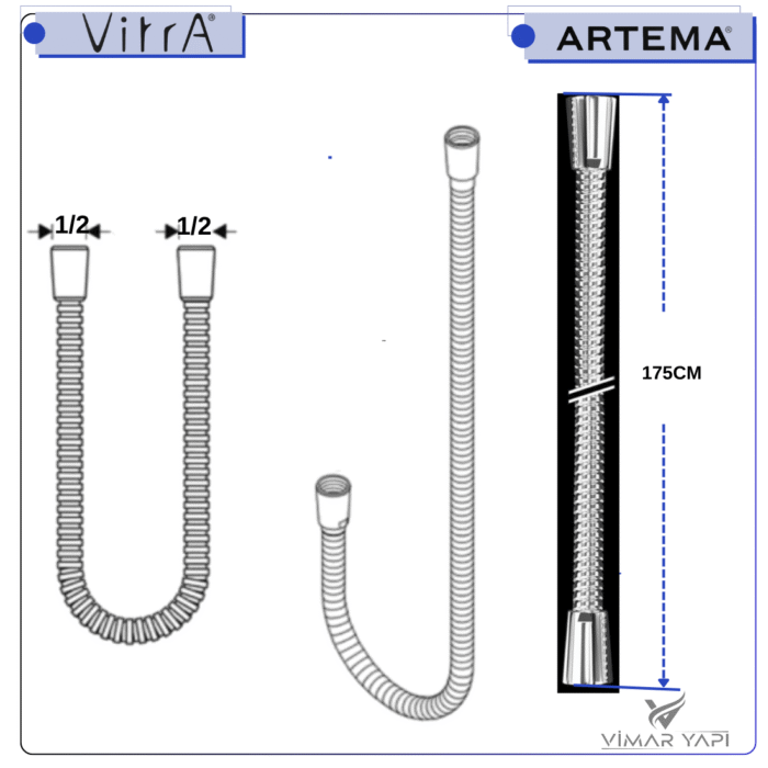 A3640401YP Duş Spiral G1/2 L=175 Cm - Görsel 2