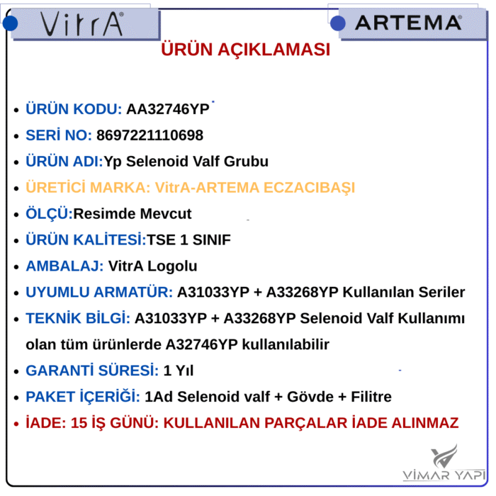 A32746YP Yp Selenoid Valf Grubu. (A31033YP A33268YP Yerine) - Görsel 5