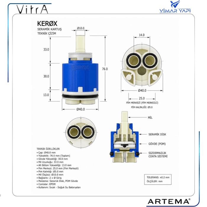 A25653YP 40mm Ayaklı Kartuş-Kerox Kn40B Hws 1 Step - Görsel 3
