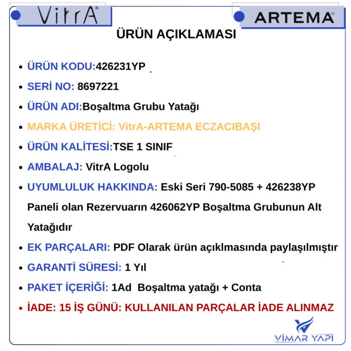 GÜNCEL TASARIM (1100 x 1100 piksel) (20) 426231YP Boşaltma Yatağı + O-ring (426062YP) - Görsel 5