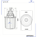 A33420YP  Ankastre Taharet Stop Valf Adaptörü - Görsel 3