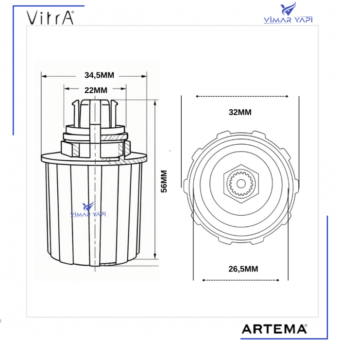 A33420YP  Ankastre Taharet Stop Valf Adaptörü - Görsel 3