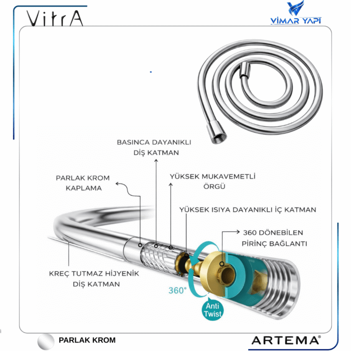 A3351401YP Duş Spiral Chromolux 175 Cm (ACS) - Görsel 5