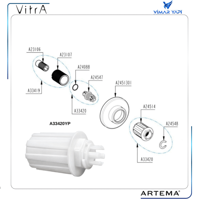 A33420YP  Ankastre Taharet Stop Valf Adaptörü - Görsel 6