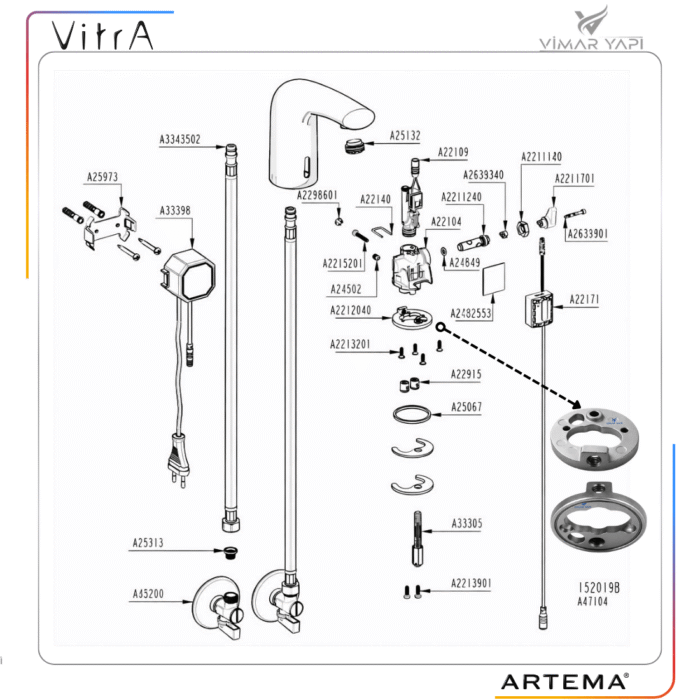 A2717601YP Fotoselli lavabo Bat Alt Tabla - Görsel 2