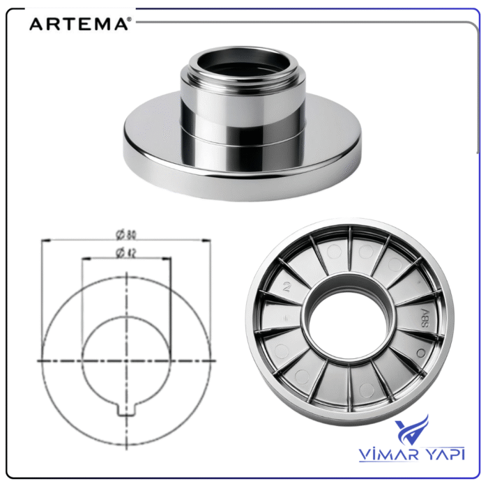 A2451301YP  Artema Rozet Ankastre Stop Valf - Görsel 2