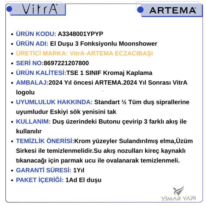 GÜNCEL TASARIM (1100 x 1100 piksel) (3) A3348001YP  3 Fonksiyonlu El Duşu - Görsel 7