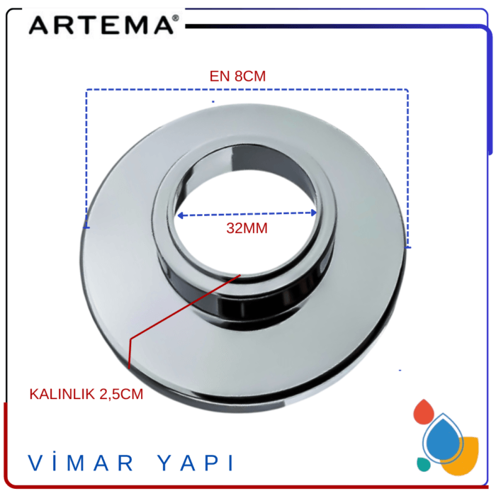 A2451301YP  Artema Rozet Ankastre Stop Valf - Görsel 6