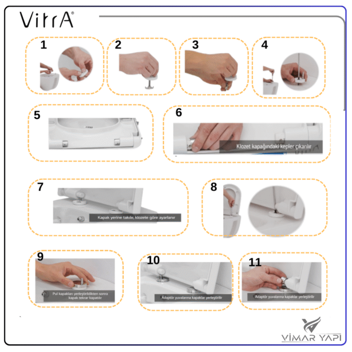 316043YP1TE2 420491YP1TE VitrA Klozet Kapağı Menteşe seti - Görsel 2