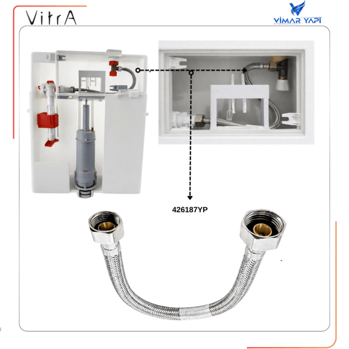 426187YP VitrA- 1/2"x3/8" Çelik Örgülü Flex hortum 40cm - Görsel 2