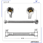 436731YP VitrA-1/2"x3/8" Çelik Örgülü Flex hortum 18 Cm