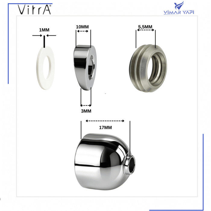 311463YP1TE VitrA-TaharetUcu FıskiyeAyarlı Krom (TK17°) - Görsel 5