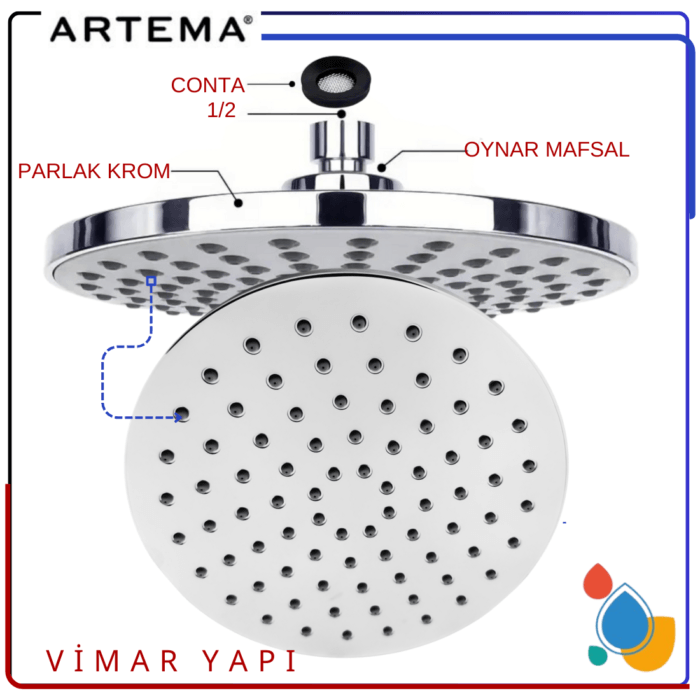 GÜNCEL TASARIM (1100 x 1100 piksel) A3364001YP ARTEMA Tepe Duşu MDS 20X20 - Görsel 2
