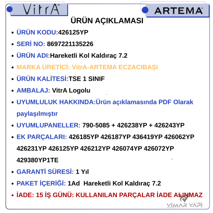 426125YP Hareketli Kol Kaldıraç 7.2 - Görsel 4