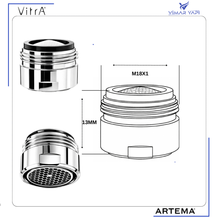 A3344201YP Gr. Perlatör M18x1 Shorty Origin (A3308701YP Yerine) - Görsel 2