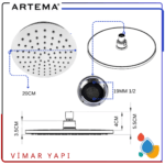 A3364001YP ARTEMA Tepe Duşu MDS 20X20 - Görsel 3