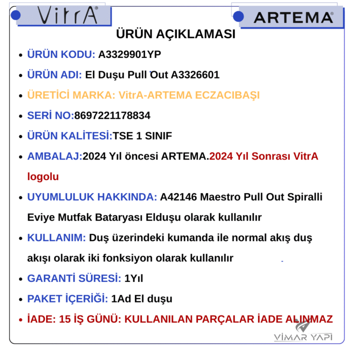 GÜNCEL TASARIM (1100 x 110022 piksel) (3) A3329901YP El Duşu Pull Out (A42146 Uyumlu) - Görsel 6