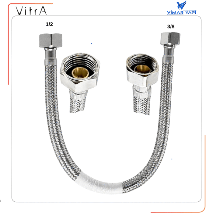 426187YP VitrA- 1/2"x3/8" Çelik Örgülü Flex hortum 40cm - Görsel 6