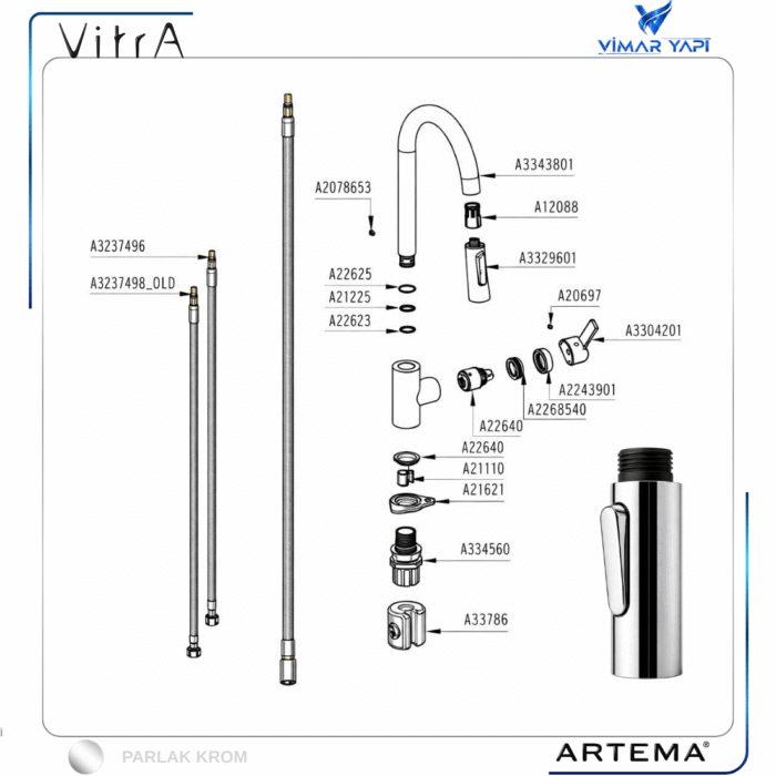 A3329601YP El Duşu Pull Down (A42145 Uyumlu) - Görsel 3