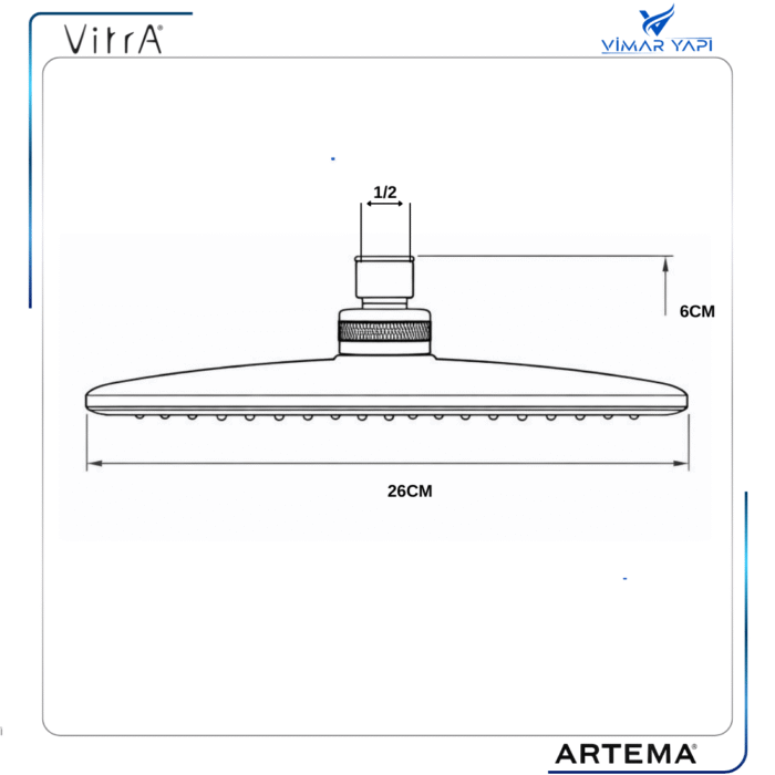 A3728792YP Siyah Duş Başlığı - Solex 26X26 - Görsel 3