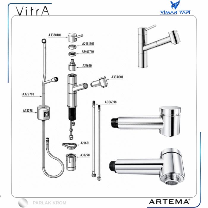 A3330001YP El Duşu Pull Down (A42147 Uyumlu) - Görsel 3