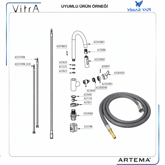 A3345101YP Eviye Bat Spiral Hortum RPE DN8 Plout (Yeni Seri) - Görsel 3