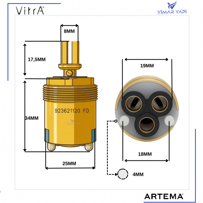 A33429YP ARTEMA-Düz Kartuş_Ø25-Flush_Origin 0000000222 - Görsel 3