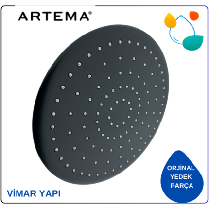 A3728792YP ARTEMA-Siyah 26 cm Duş Başlığı - Solex