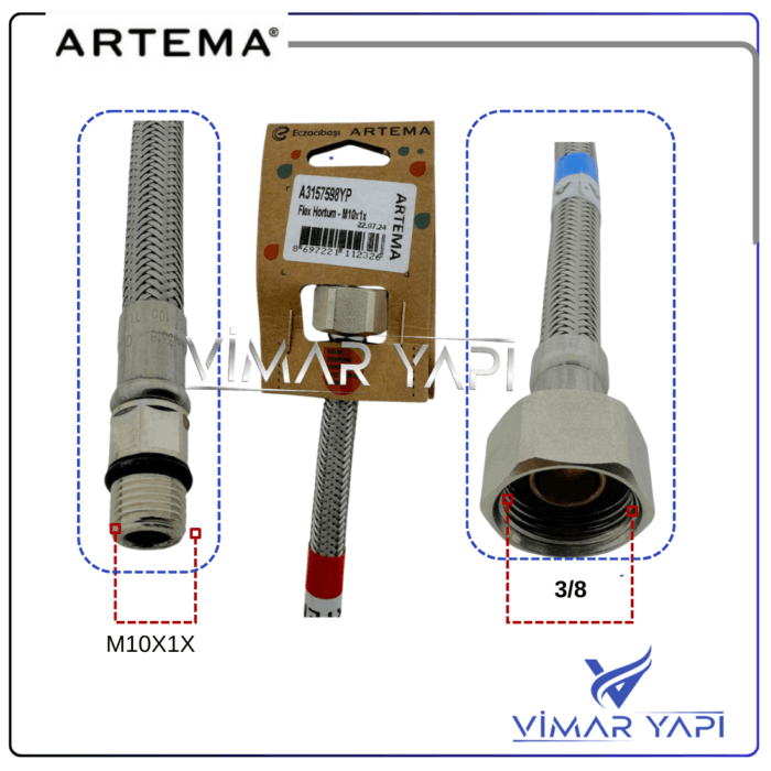 A3157598YP Flex Hortum - M10x1x18xG3/8 L700MM DN6(10' Sıcak - Görsel 2
