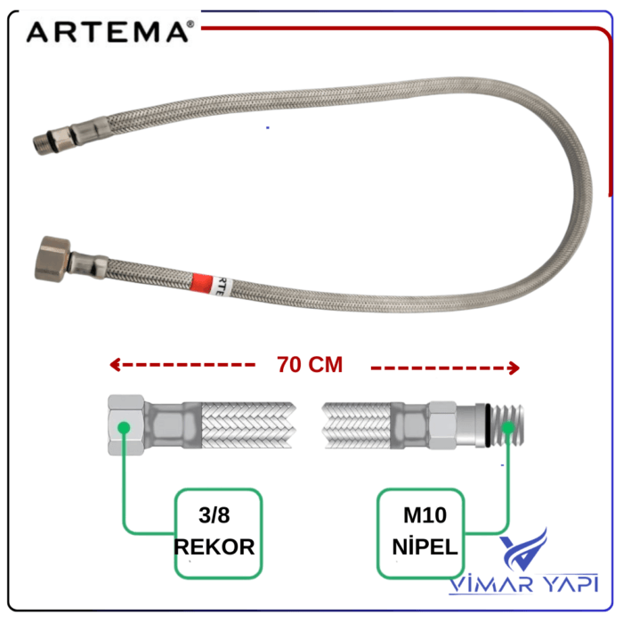 A3157598YP Flex Hortum - M10x1x18xG3/8 L700MM DN6(10' Sıcak - Görsel 1