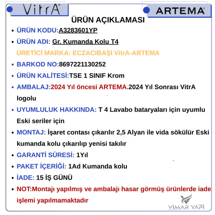 A3283601YP Gr. Kumanda Kolu T4 Eski Seri - Görsel 6