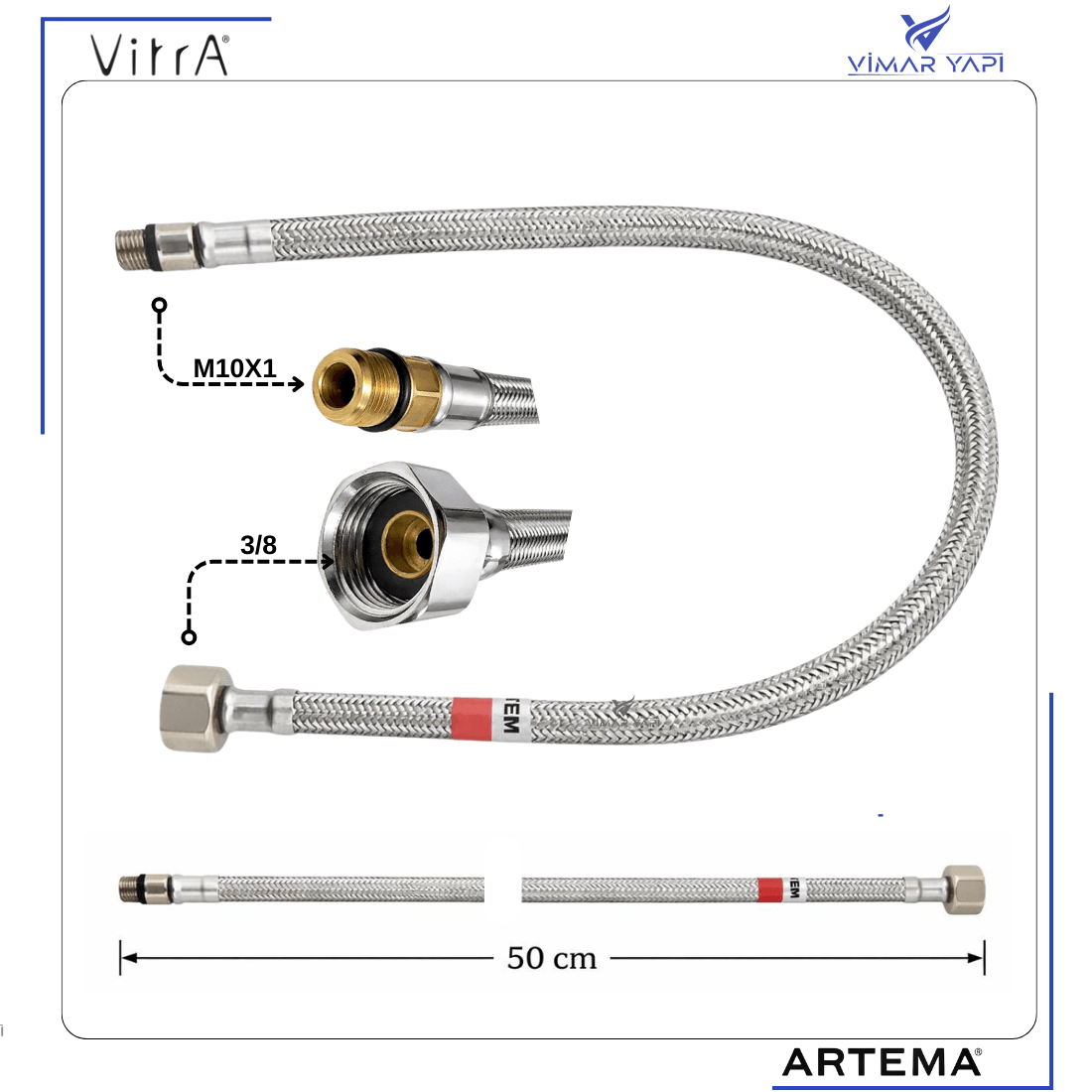 A3162798YP  Flex Hortum - M10x1x18xG3/8 50CM  DN6(10' Sıcak