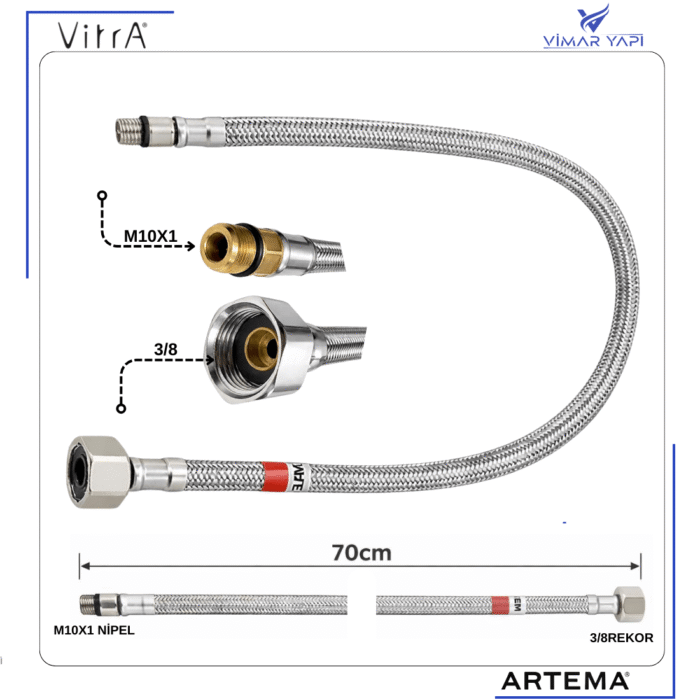 A3157598YP Flex Hortum - M10x1x18xG3/8 70CM DN6(10' Sıcak - Görsel 4