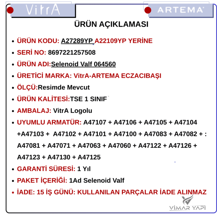 GÜNCEL TASARIM (1100 x 1100 piksel) (16) A27289YP Selonoid Valf (064560)(A22109YP Muadil) - Görsel 7
