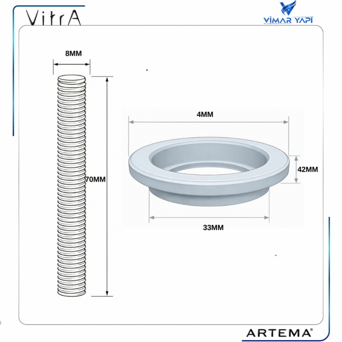 A33306YP:Gr.Tespit Plaka+Saplama_M8/L=70 - Görsel 2