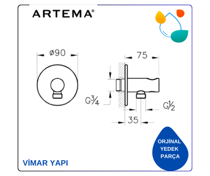 A42625 Origin.Ankastre El Duşu Çıkışı - Görsel 2
