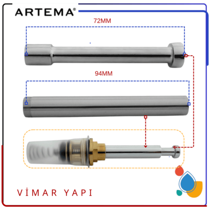 A2556401YP+A2556501YP Ankastre Duş Kumanda Uzatma Ara Parçası
