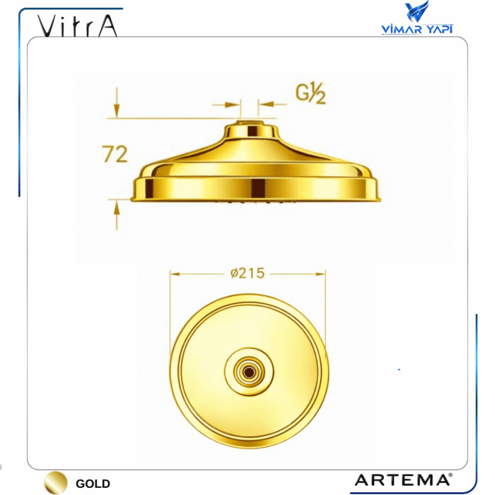 A3311423YP Klasik Duş Başlığı - Altın - Görsel 2