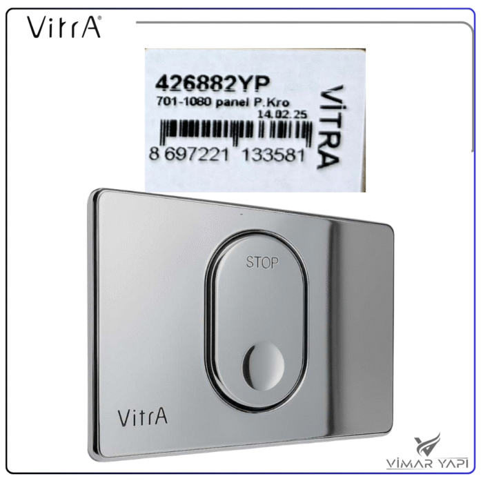 711-10802 701-1080 VitrA Kumanda Paneli Durdurmalı Parlak Krom - Görsel 4