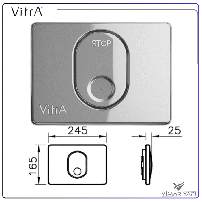 711-108022 701-1080 VitrA Kumanda Paneli Durdurmalı Parlak Krom - Görsel 2