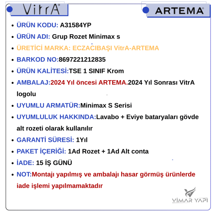 A31584YP Gr. Rozet Minimax S Conta Dahil - Görsel 3