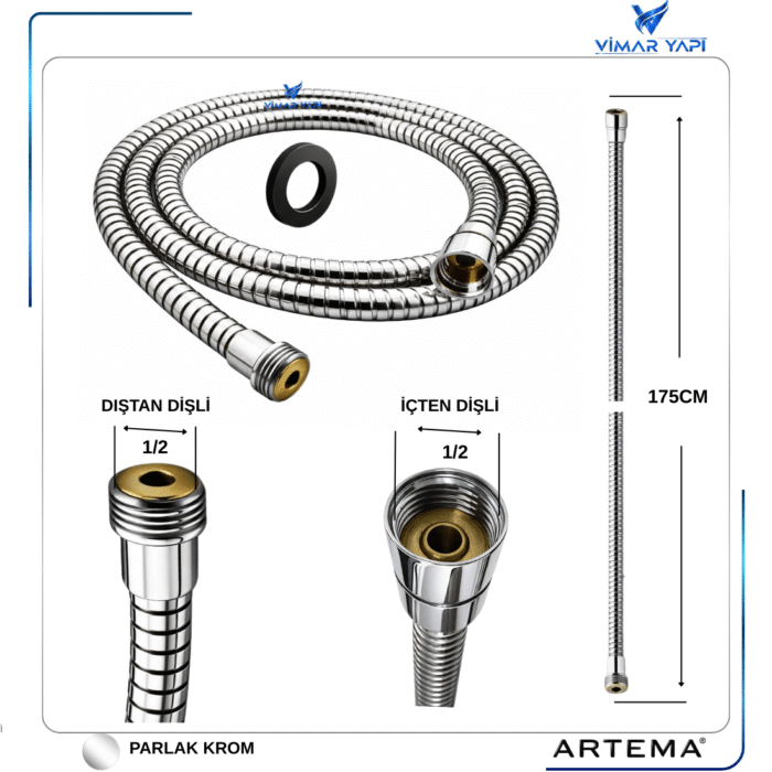 A3036901YP Gr. Spiral G1/2 - G1/2 Küvet Bat İçin - Görsel 2