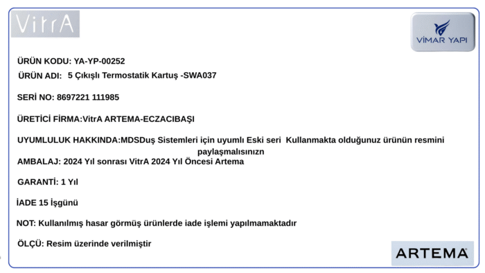 YA-YP-00252YP-5 Çıkışlı Termostatik Kartuş -SWA037 - Görsel 3