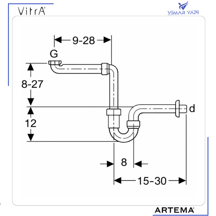 6606583YP VitrA Miral lavabo P tip sifon 600 85003 - Görsel 4