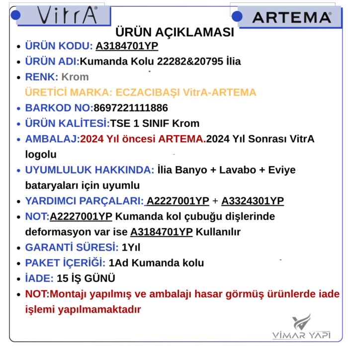 A3184701YP Gr. Kumanda Kolu 22282&20795 İlia - Görsel 6