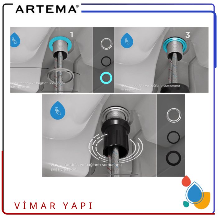 A33786YP ARTEMA Alt Bağlantı Seti M32x1,5 Armatür montaj seti - Görsel 3