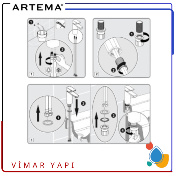 A33786YP ARTEMA Alt Bağlantı Seti M32x1,5 Armatür montaj seti - Görsel 6